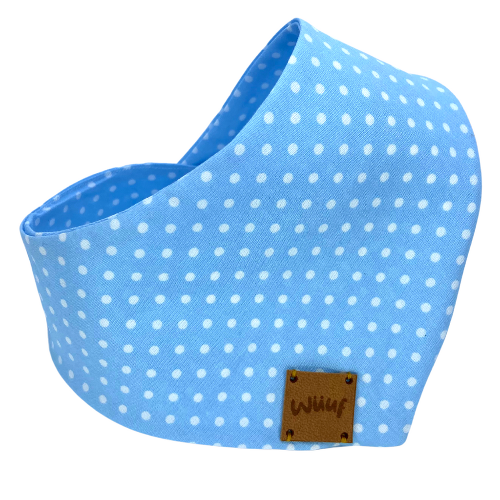 Blue Polka Dot Handmade Dog Bandana - Wüuf