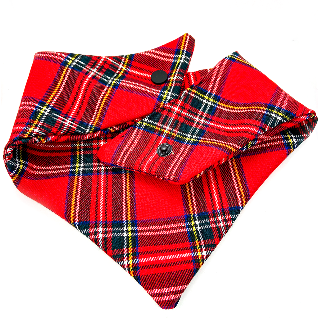 Red and Blue Tartan Handmade Dog Bandana - Wüuf