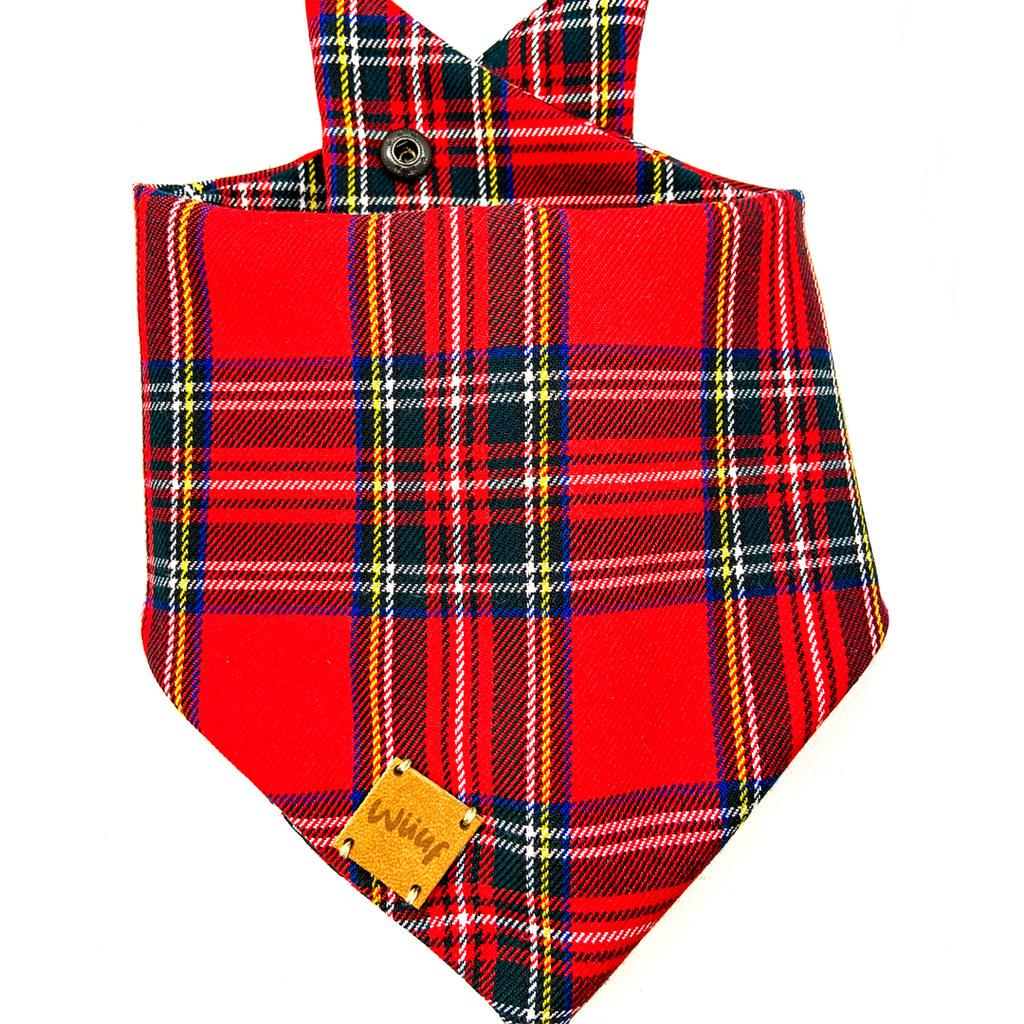 Red and Blue Tartan Handmade Dog Bandana - Wüuf