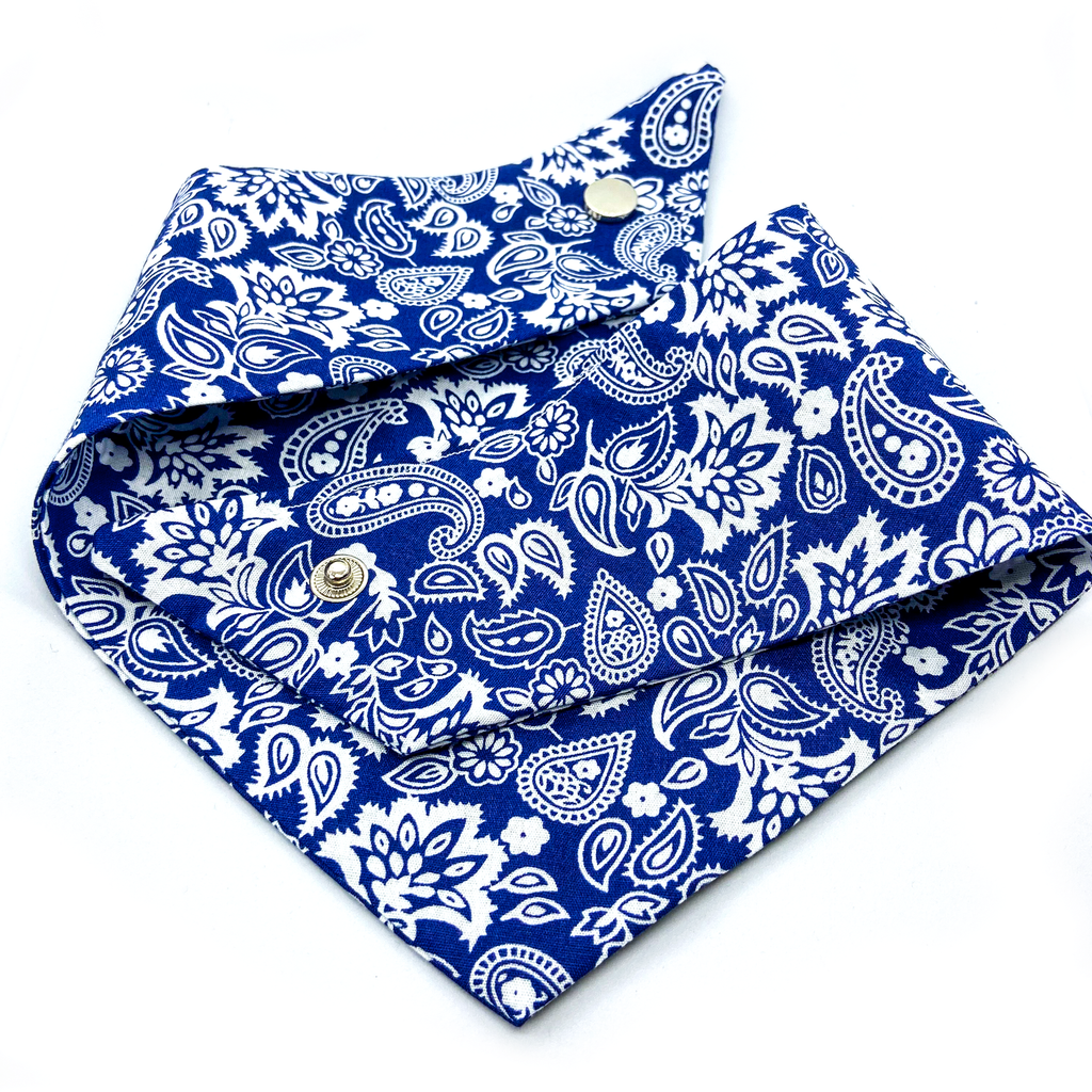 Blue Paisley Handmade Dog Bandana - Wüuf