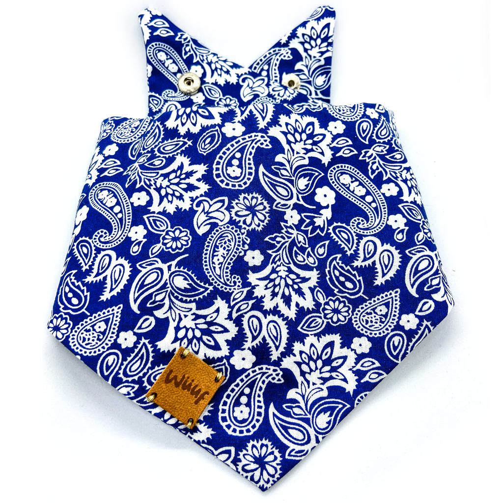 Blue Paisley Handmade Dog Bandana - Wüuf