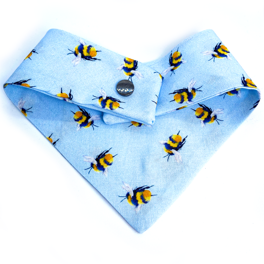 Blue Bumble Bee Handmade Dog Bandana - Wüuf