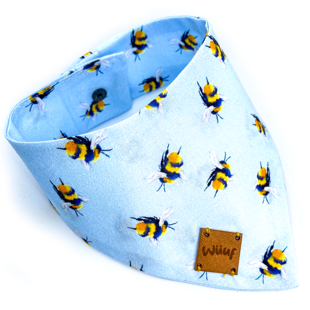 Blue Bumble Bee Handmade Dog Bandana - Wüuf