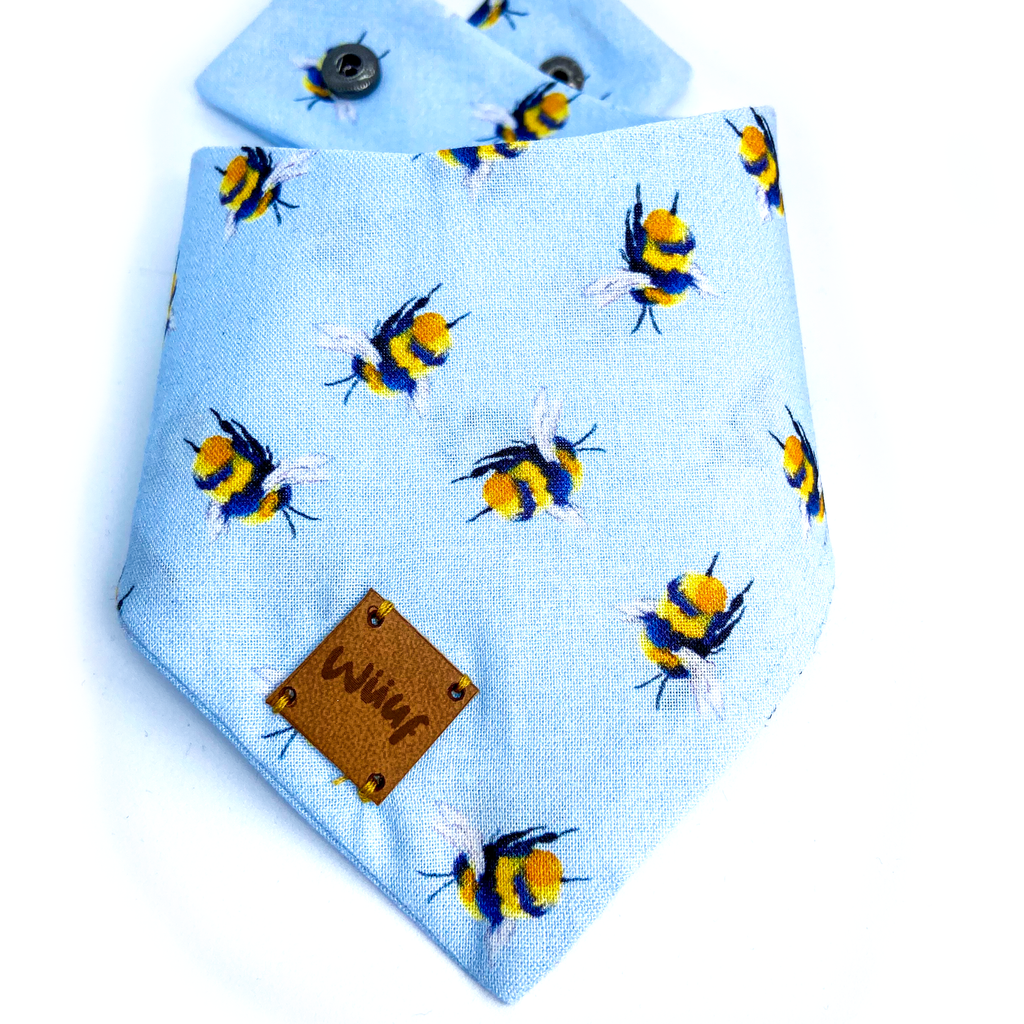 Blue Bumble Bee Handmade Dog Bandana - Wüuf