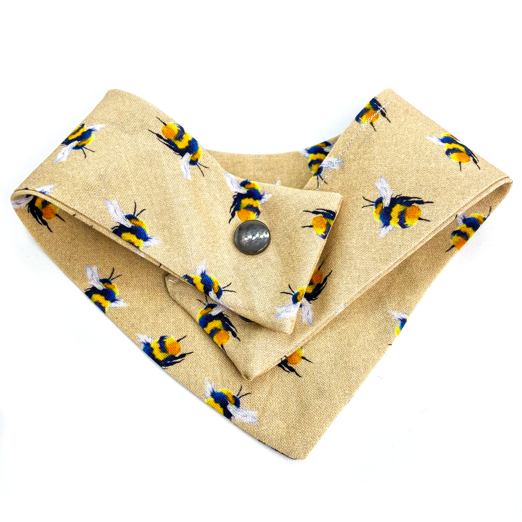 Beige Bumble Bee Handmade Dog Bandana - Wüuf