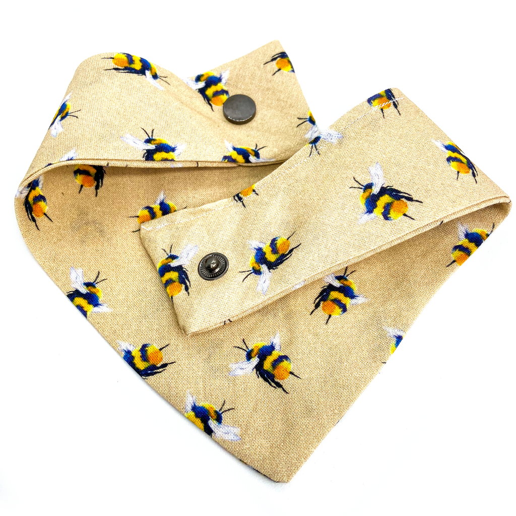 Beige Bumble Bee Handmade Dog Bandana - Wüuf