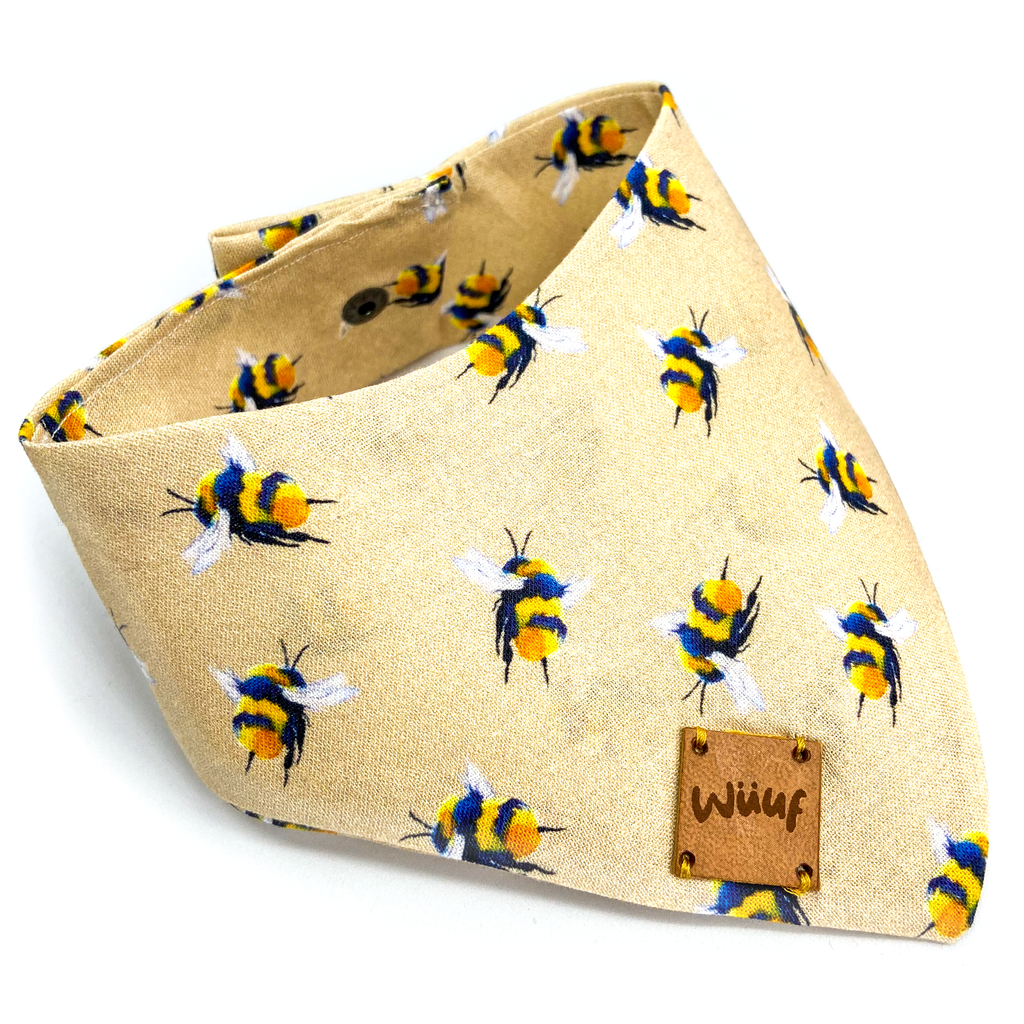 Beige Bumble Bee Handmade Dog Bandana - Wüuf