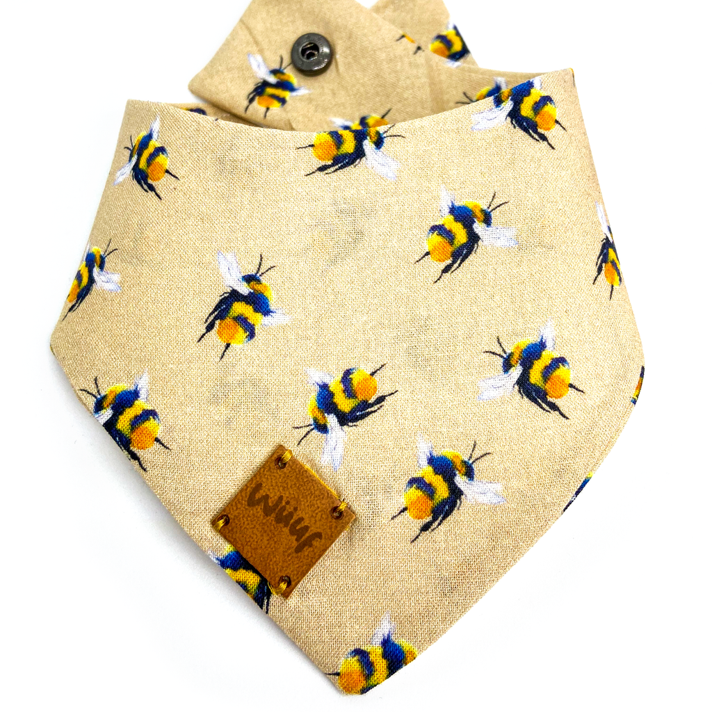 Beige Bumble Bee Handmade Dog Bandana - Wüuf