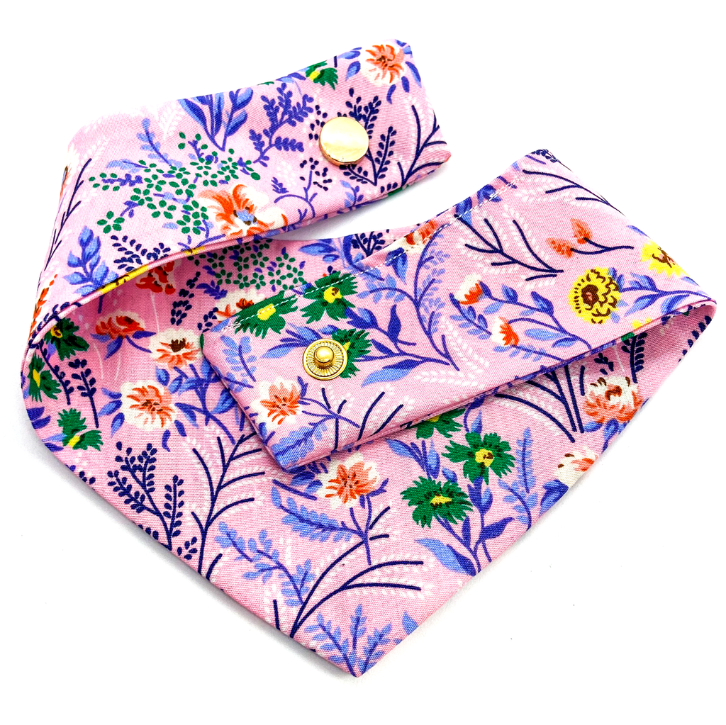 Pink Floral Handmade Dog Bandana - Wüuf