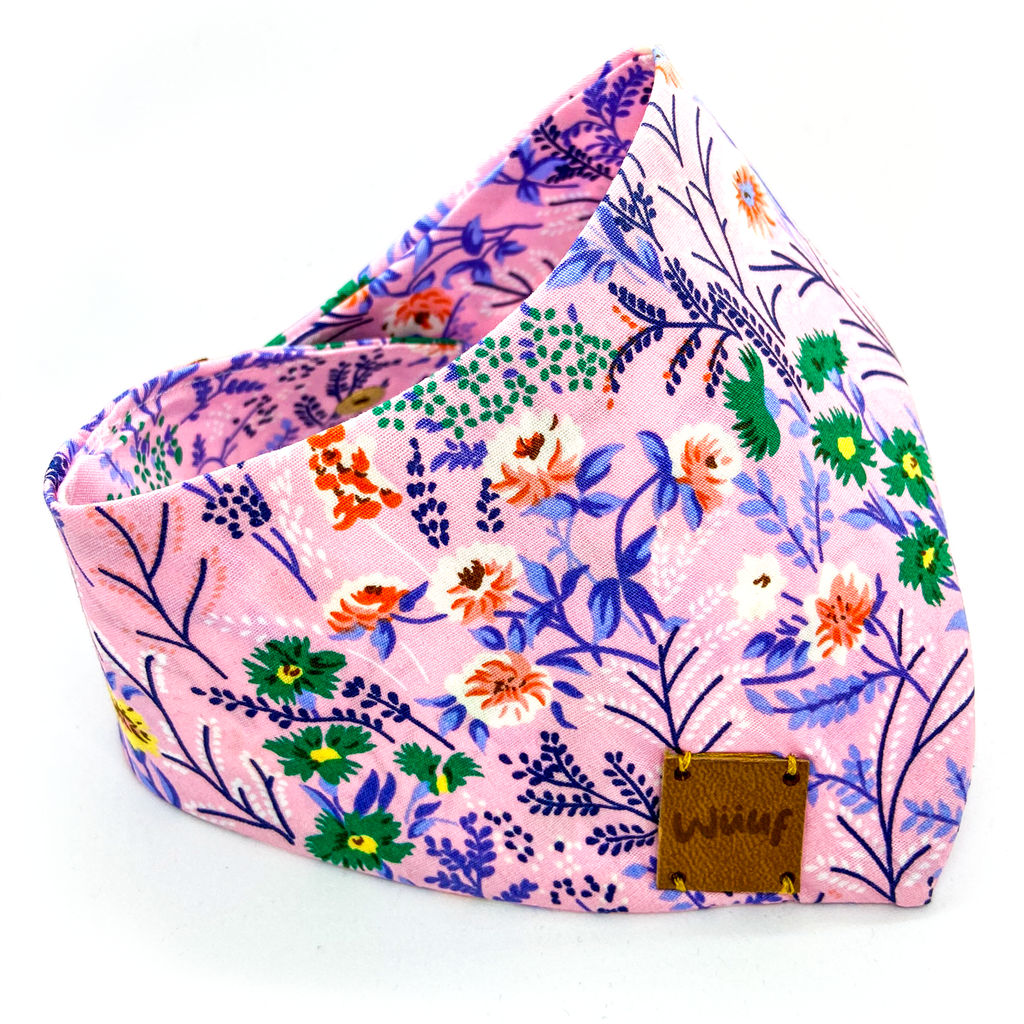 Pink Floral Handmade Dog Bandana - Wüuf